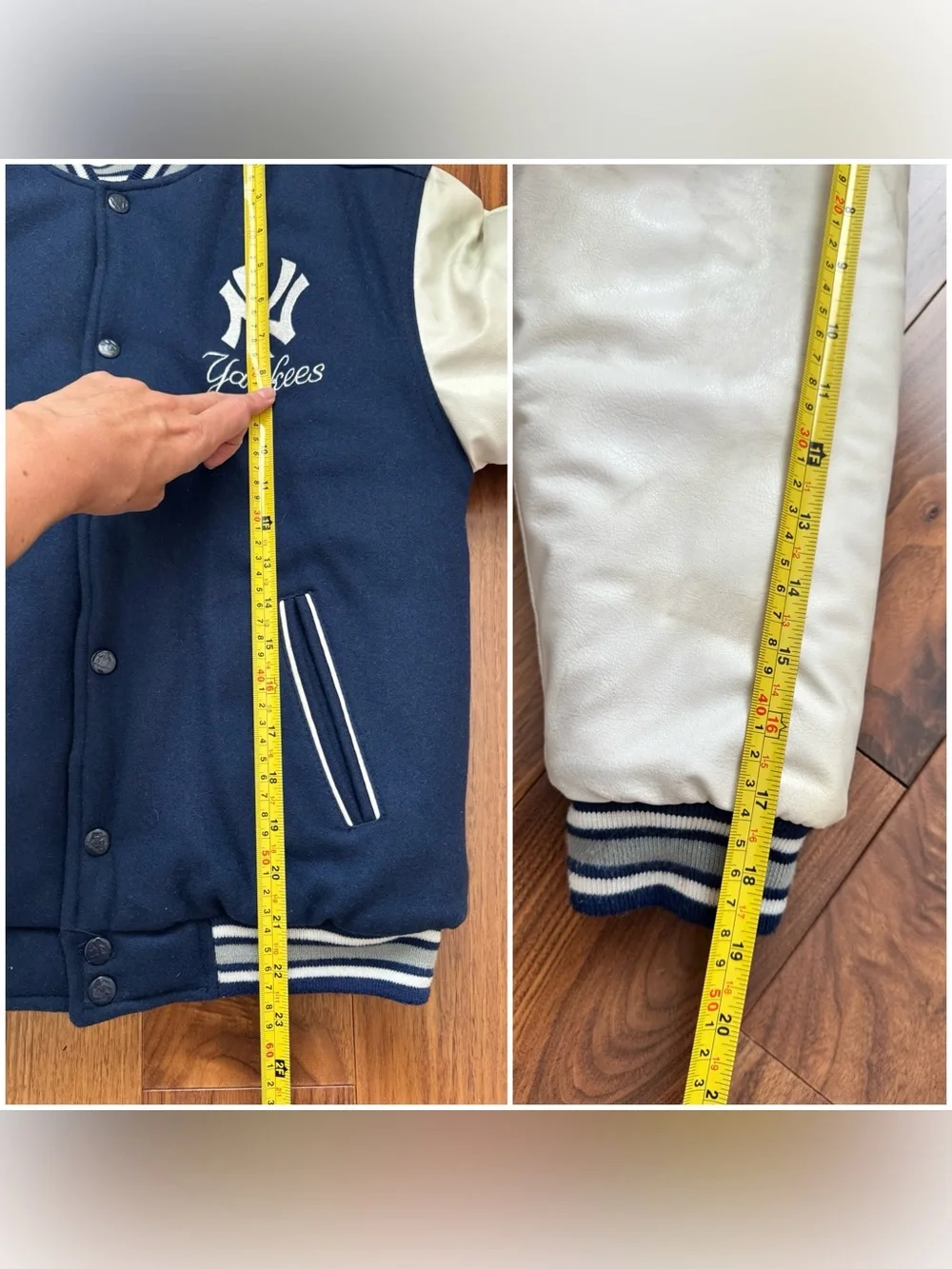 New York Yankees Mighty Mac Letterman Jacket Coat Youth Size M 12/14 Reversible